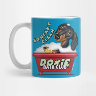 Cute Doxie awesome Black Dachshund in Red Bathtub Mug